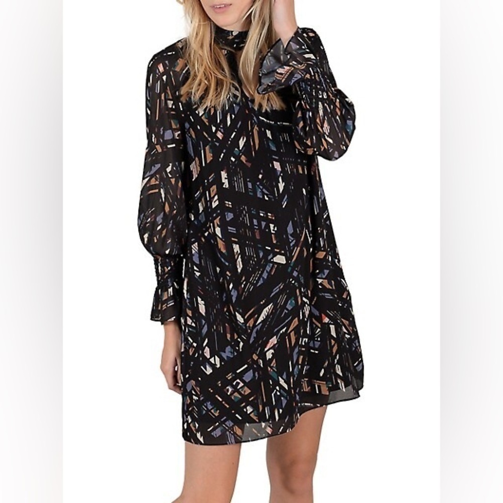 Molly Bracken Stained Glass-Print Mini Shift Dress Size Medium NWT